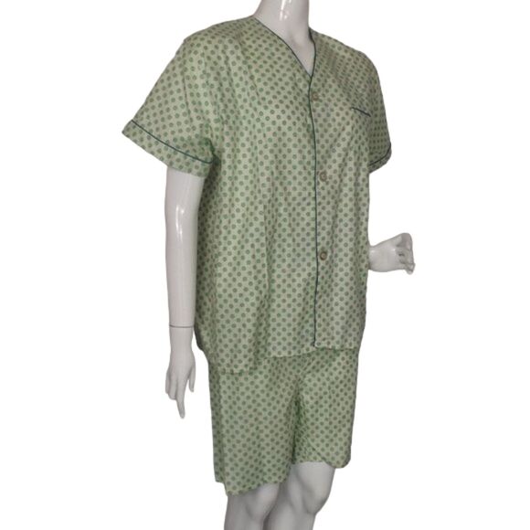 Green Polka Dot Pajamas, C/L, 2 pc, Summer/Short sleeves/Short pants, Cotton - Picture 2 of 10